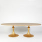 Flute Table 96" Oval Cerused Oak w/26" Gold Leaf Base