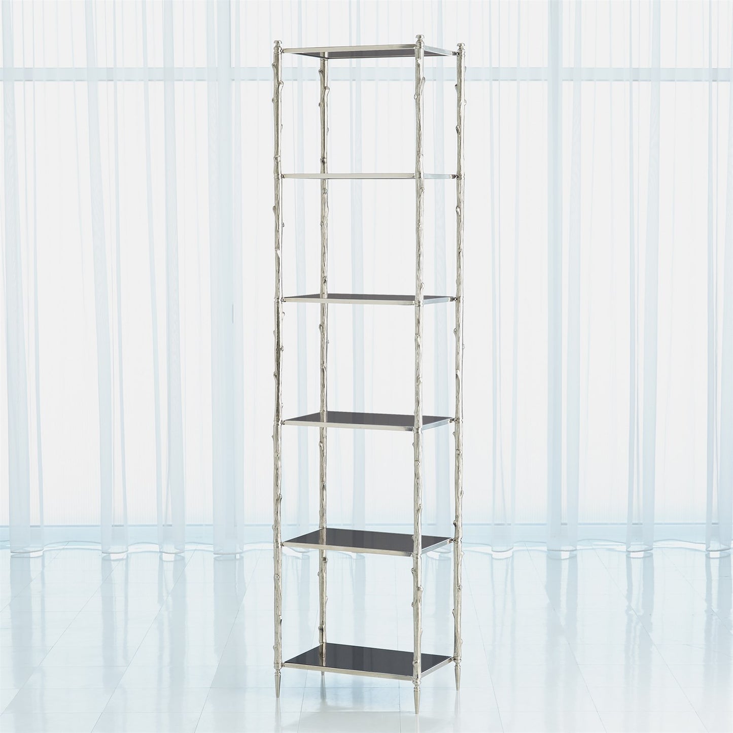 Arbor 20"W x 80"H Etagere - Nickel & Black Granite