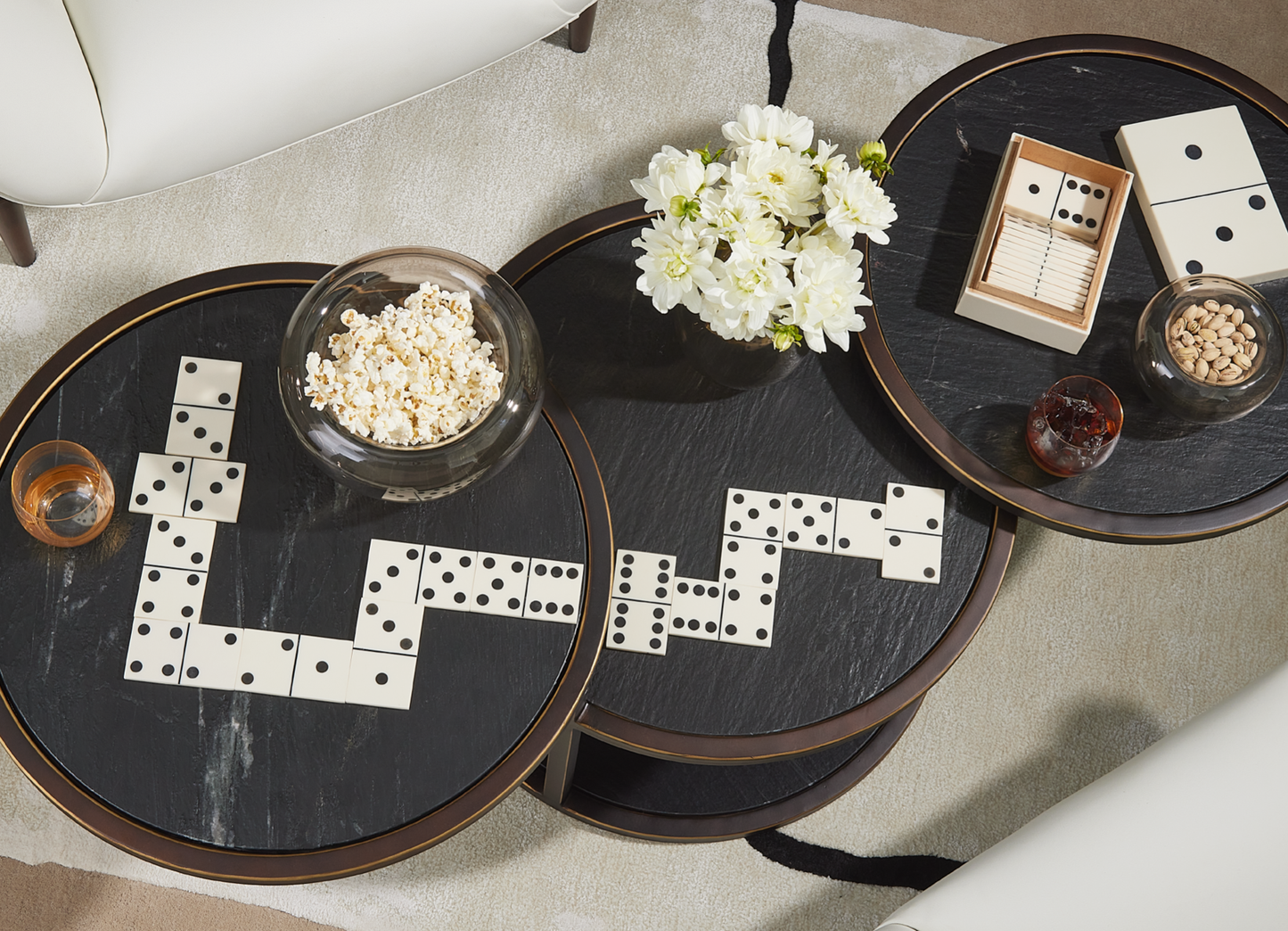 Dominoes Box - White w/Black Dots - Lg