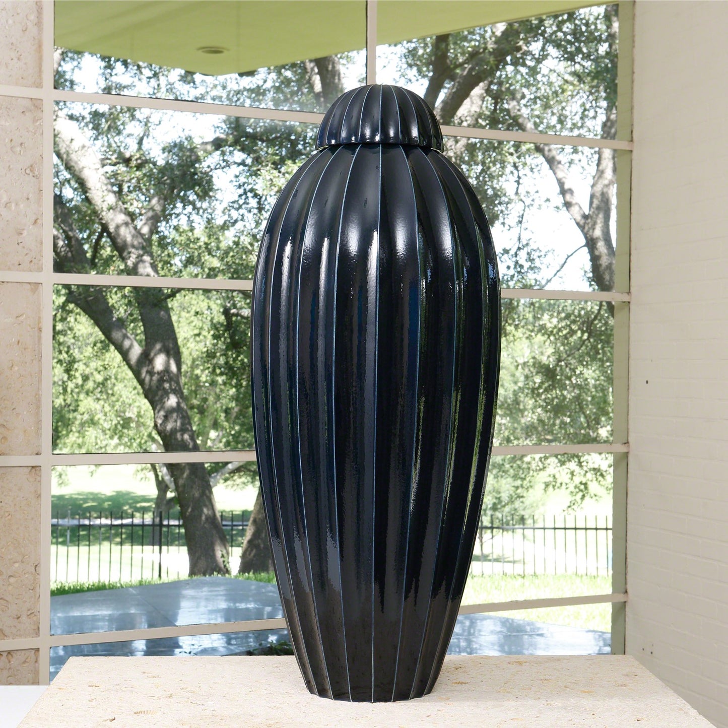 Fluted Jar With Lid - Ink - Grats Decor Interior Design & Build Inc.