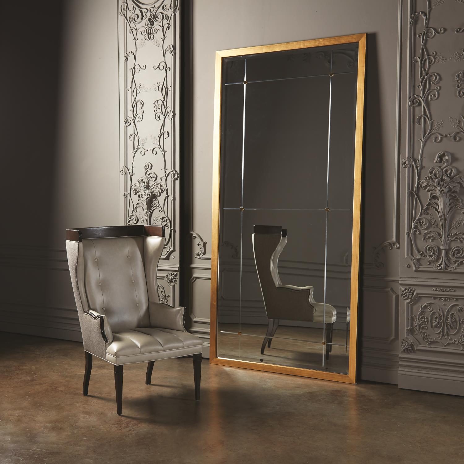 Beaumont Floor Mirror Gold Leaf