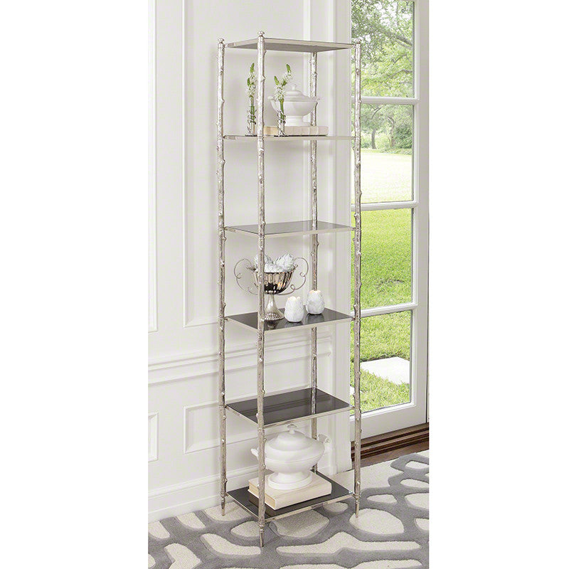 Arbor 20"W x 80"H Etagere - Nickel & Black Granite - Grats Decor Interior Design & Build Inc.