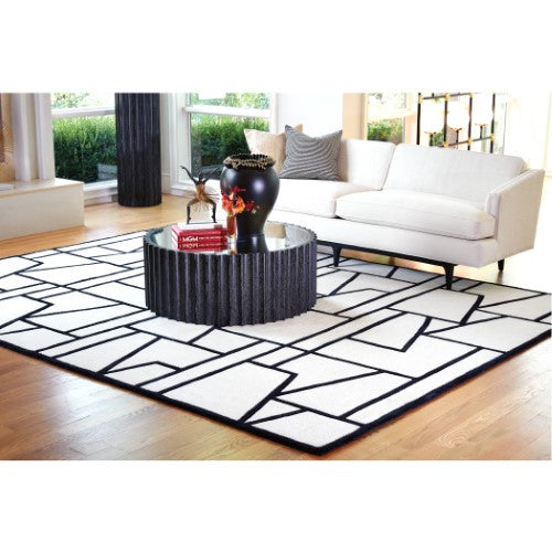 Black Ivory Zig Zag Design Rug 2x2Ft. store Rug Wool Rug Size- 60x60Cms/ S-53